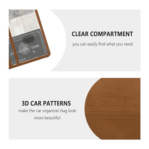 Car Registration and Insurance Holder,PU Leather Car Glove Box - Product Imagery