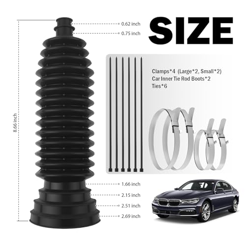2PCS Thick Silicone Car Inner Tie Rod Boot Upgrade Large - Product Imagery