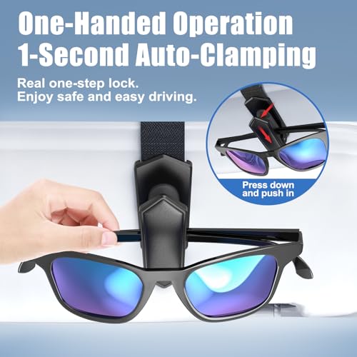Veharvim Sunglass Holder for Car (One-Handed-Operation, Gentle & - Product Imagery