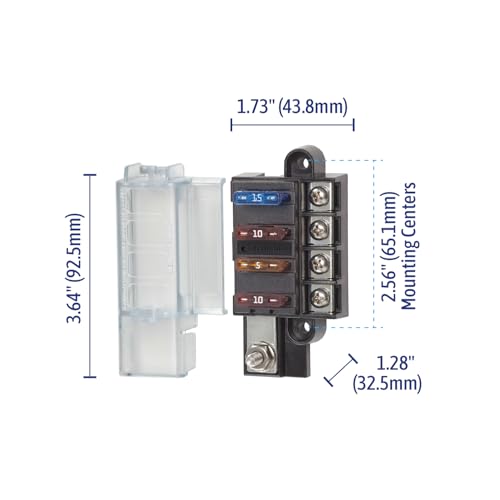 Blue Sea Systems ST Blade Fuse Block Compact 4 Circuit With - Product Imagery