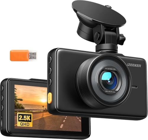 iZEEKER 2.5K Dash Cam Front, 1440P QHD Car Camera with 3" IPS - Product Imagery
