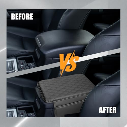 Car Center Console Cover, Leather Car Arm Rest Cushion with 2 - Product Imagery