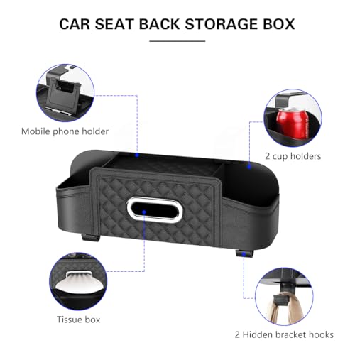 Mandark Headrest-Mounted Backseat Organizer with Cup Holders, - Product Imagery