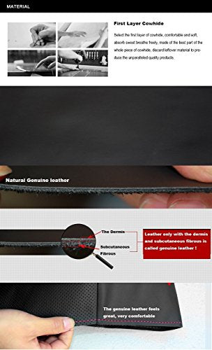 Loncky Carbon Fiber Black Genuine Leather Steering Wheel Cover - Product Imagery