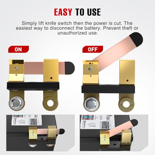Nilight Side Post Battery Knife Disconnect Switch 12V 250A for - Product Imagery