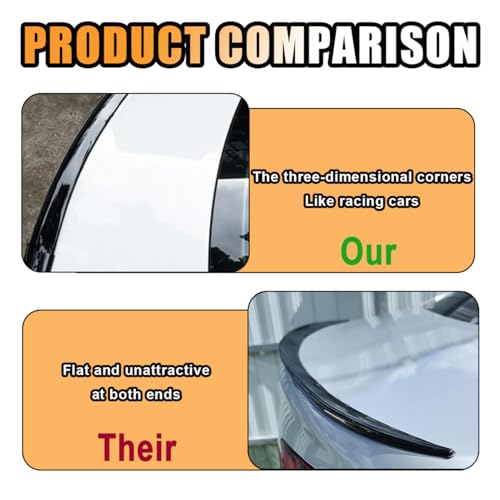 JOYCOURT Car Rear Spoiler Roof Lip Kit, Black 3D Rubber Trunk - Product Imagery