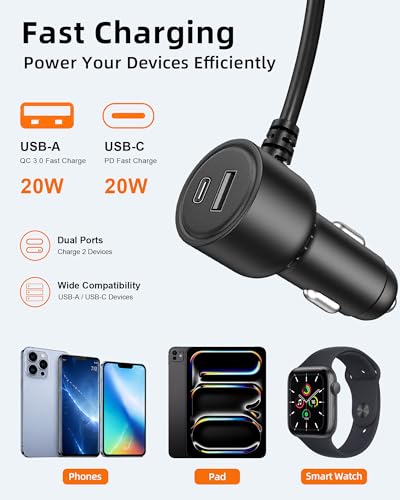 Dash Cam Power Cord USB C – 11.5FT Dashcam Power Adapter with - Product Imagery