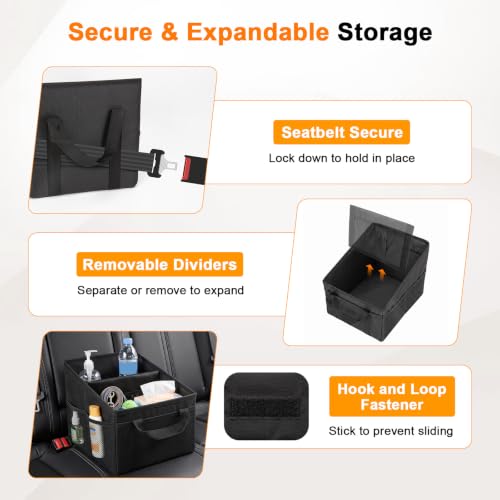 BFXM Car Organizer Back Seat, Black Collapsible Middle Seat Car - Product Imagery