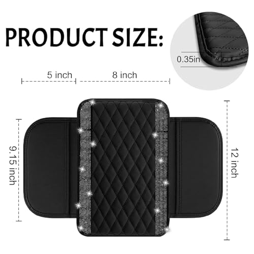 NBTEPEM Bling Car Center Console Cover, Leather Car Arm Rest - Product Imagery