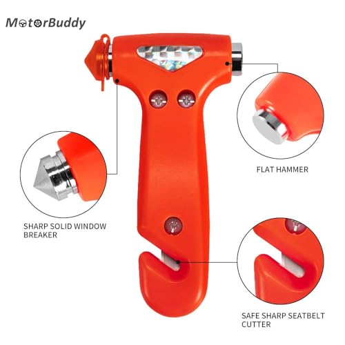 MOTORBUDDY 2-Pack Car Safety Hammer Seatbelt Cutter, Auto - Product Imagery