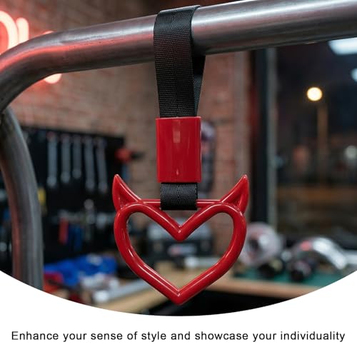 2 PCS Devil Heart Shaped Car Handle Strap, Stylish Auto Rear - Product Imagery