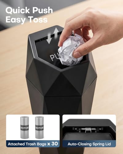 HOTOR Car Trash Can with Lid, Leakproof, Black, 2 Pack - Product Imagery