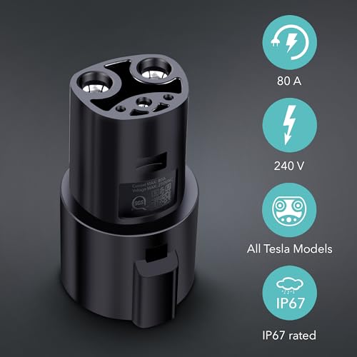 Lectron J1772 to Tesla Adapter 80 Amp (240V) - EV Charging - Product Imagery