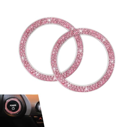2PCS Car Push Start Button Cover Ring, Diamond Rhinestone Push - Product Imagery
