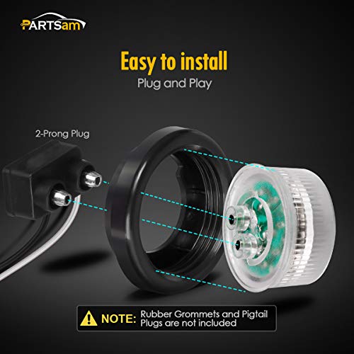 Partsam 12Pcs 2inch Round 9LED Side Marker Clearance Lights with - Product Imagery