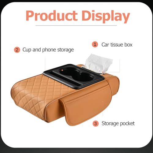 Car Armrest Cushion,5-in-1 Center Console Cover with 2 Storage - Product Imagery