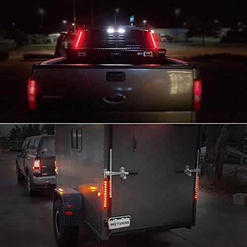 MICTUNING 2PCS Red 16 inches 11 LED Trailer Light Bar IP67 - Product Imagery