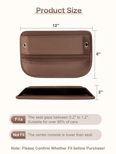 Premium Leather Car Seat Gap Filler Organizer (0.2”-1.2" Gaps), - Product Imagery