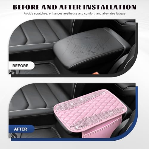 Bling Car Center Console Cover, Sparkling Leather Armrest - Product Imagery