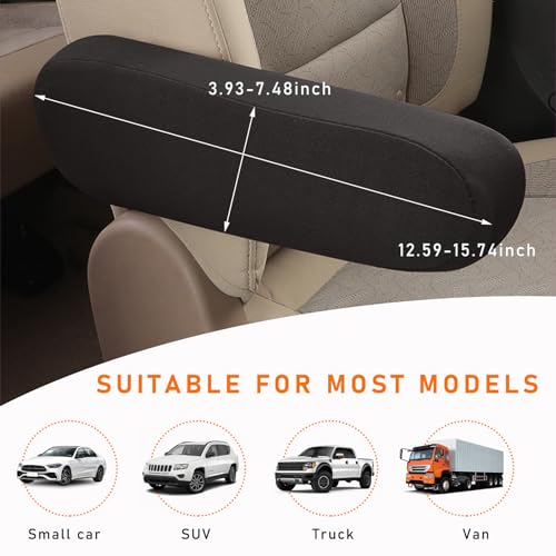 Kewucn 2 PCS Car Front Seat Armrest Covers, Elastic Fabric Auto - Product Imagery