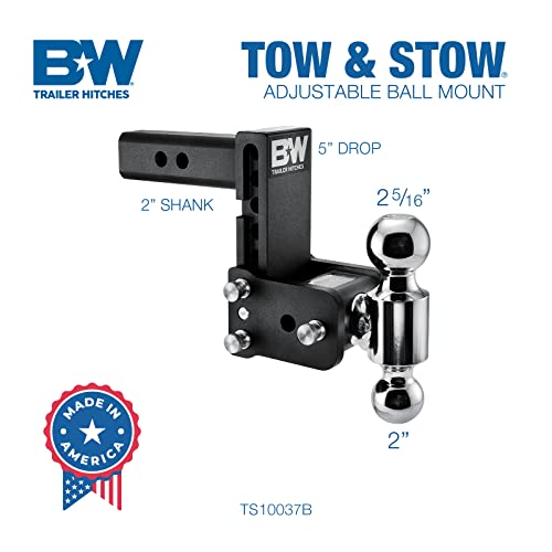 B&W Trailer Hitches Tow & Stow Adjustable Trailer Hitch Ball - Product Imagery