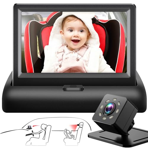 Baby Car Mirror with 4.3'' HD Night Vision Function Display, - Product Imagery
