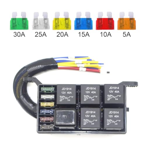 6-Way Modern Car Box 12V Automotive Universal Relay Block - Product Imagery