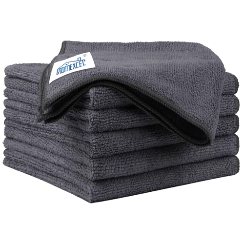 HOMEXCEL Grey Microfiber Cleaning Cloth 6 Pack, 12.5 x 12.5 inch - Product Imagery