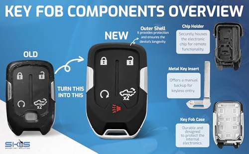 Key Fob Shell, Replacement Smart Remote Key Case Cover 5 Buttons - Product Imagery
