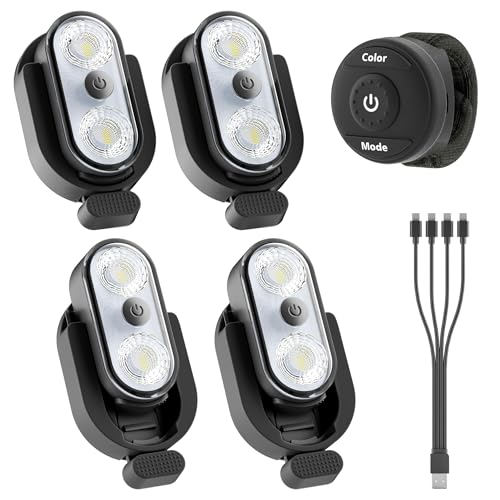 Wireless LED Lights for Car 4PCS with Base, Button and Remote - Product Imagery