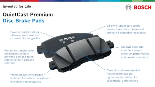 BOSCH BC1654 QuietCast Premium Ceramic Disc Brake Pad Set - Front - Product Imagery