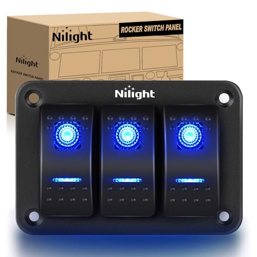 Nilight 90017C 3 Gang Aluminum Panel Toggle Dash 5 Pin On/Off - Product Imagery