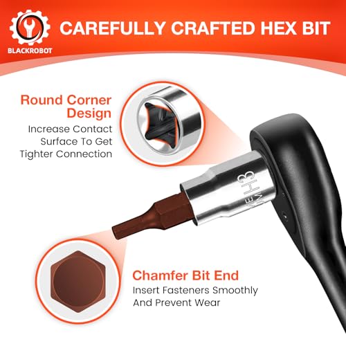 BLACKROBOT 3 mm Hex Bit Socket, 1/4 Inch Drive H3 Allen Key - Product Imagery