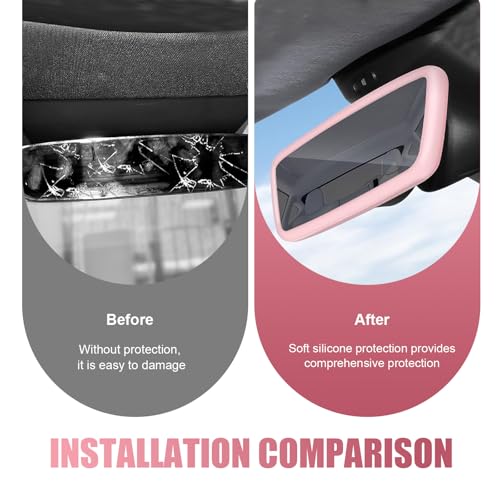 Car Rear View Mirror Protector Frame, Soft Silicone Auto - Product Imagery