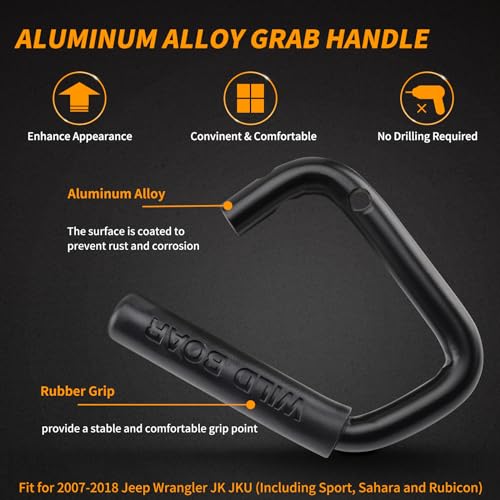 Front Grab Handle Kit Aluminum Alloy Grab Bar for 2007-2018 Jeep - Product Imagery