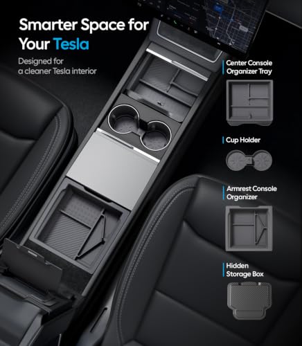 Wigoo for 2026 Tesla Model Y/3/YL Accessories Console Organizer - Product Imagery