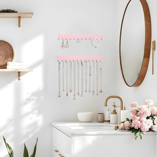 Acrylic Necklace Holder 2 Pack Wall Mounted Necklace Organizer - Product Imagery
