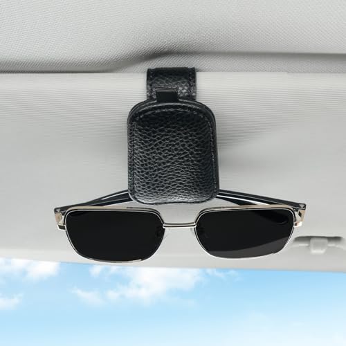 SINGARO Sunglasses Holder for Car, Leather Magnetic Buckle Sun - Product Imagery