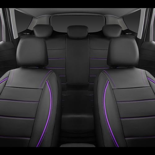 CAR PASS Universal FIT Piping Leather Two Front Seat Covers, - Product Imagery