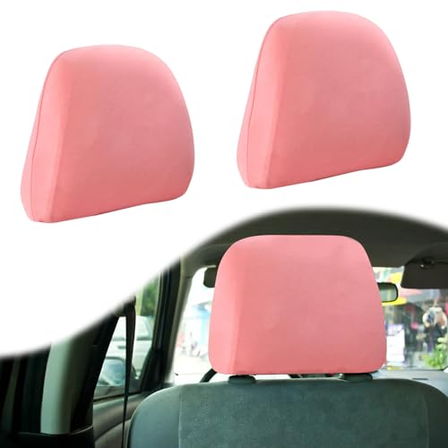 BFXM 2Pcs Car Seat Headrest Cover, Pink Flexible Car Headrest - Product Imagery