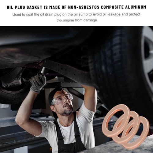 10 PCS Oil Drain Plug Gasket, 14mm Copper Coolant Seal Rings Car - Product Imagery