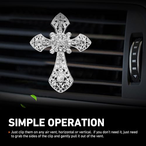 Bling Cross Car Air Vent Clip, Crystal Cross Rhinestone Vehicle - Product Imagery