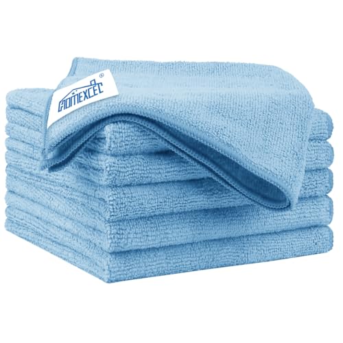 HOMEXCEL Blue Microfiber Cleaning Cloth 6 Pack 12.5 x 12.5 inch - Product Imagery
