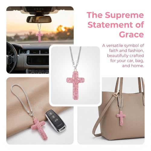 Bling Cross Car Hanging Accessories, Crystal Rhinestone Cross - Product Imagery