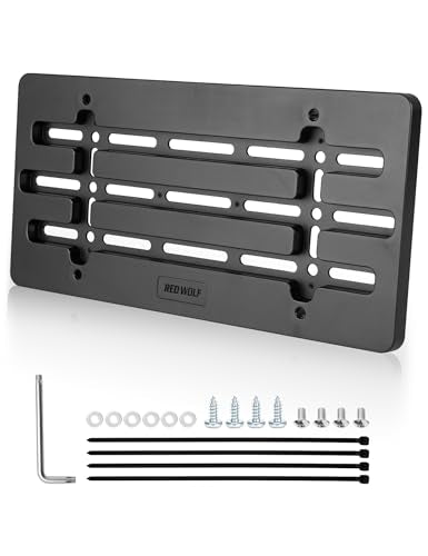 RED WOLF Front License Plate Holder No Drill Holes Frame - Product Imagery