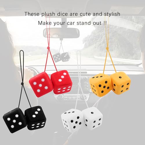 Stylish Fuzzy Dice for Car Hanging Ornament,Funny Plush Dice - Product Imagery