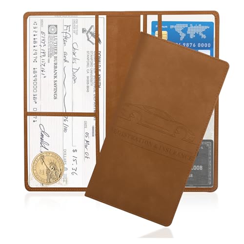 Car Registration and Insurance Holder,PU Leather Car Glove Box - Product Imagery