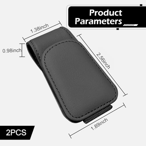 2PCS Sunglasses Holder for Car Sun Visor, Magnetic Leather - Product Imagery