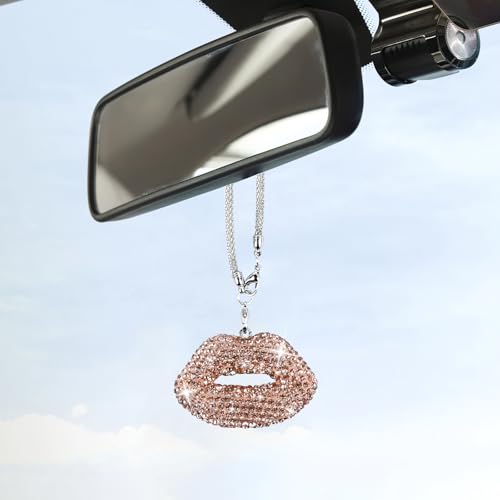 Bling Lip Car Hanging Accessories for Women, Diamond Lips Rear - Product Imagery