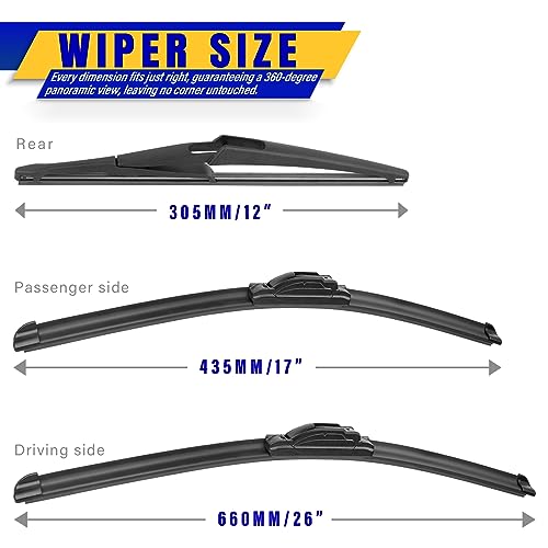 3 Wipers Fits Nissan Rogue 2014-2025 Pathfinder 2013-2021 Wiper - Product Imagery